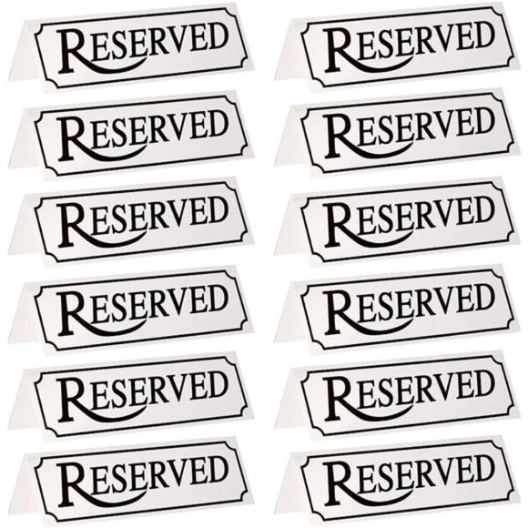 12-Pack Small Metal Reserved Table Signs for Restaurants, Dinner Parties - Picture 1 of 7